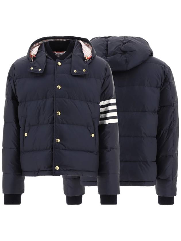 Downfilled Nylon 4-Bar Bomber Padding Navy - THOM BROWNE - BALAAN 2