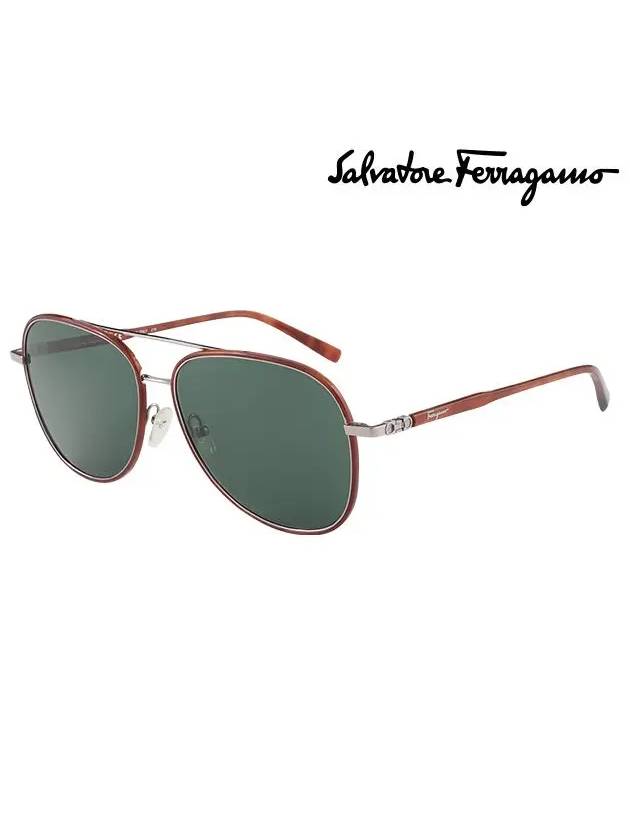 Aviator Metal Sunglasses Brown - SALVATORE FERRAGAMO - BALAAN 1