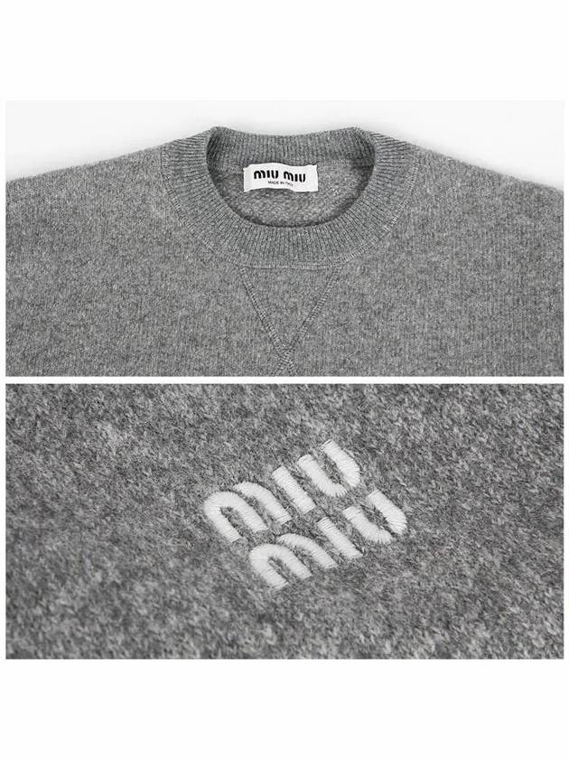 Wool Cashmere Knit Top Grey - MIU MIU - BALAAN 6