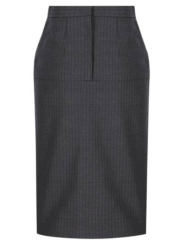 Pinstripe Wool Pencil Skirt Grey - FENDI - BALAAN 3