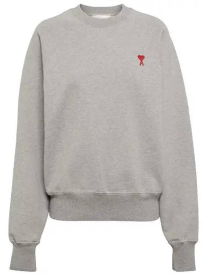 Cotton Heart Logo Sweatshirt Grey - AMI - BALAAN 2