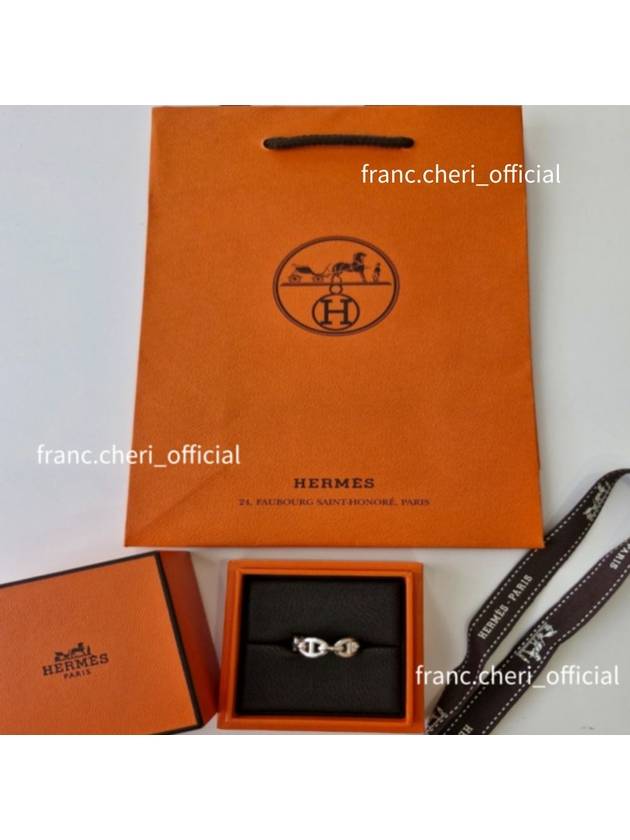 Small Chaine D'Ancre Enchainee Ring Silver - HERMES - BALAAN 4