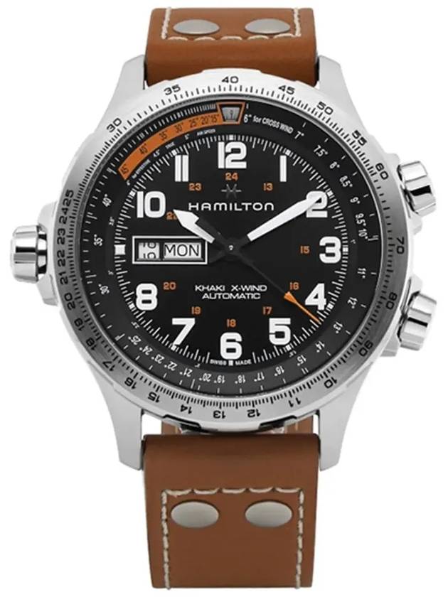 H77755533 Khaki Aviation x Wind Day-Date Automatic Men's Leather Watch 45mm - HAMILTON - BALAAN 5