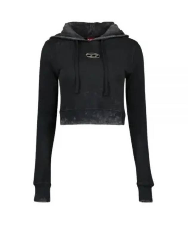 F Slimmy Hood P5 Metal Logo Faded Cut Out Hoodie Black - DIESEL - BALAAN 2