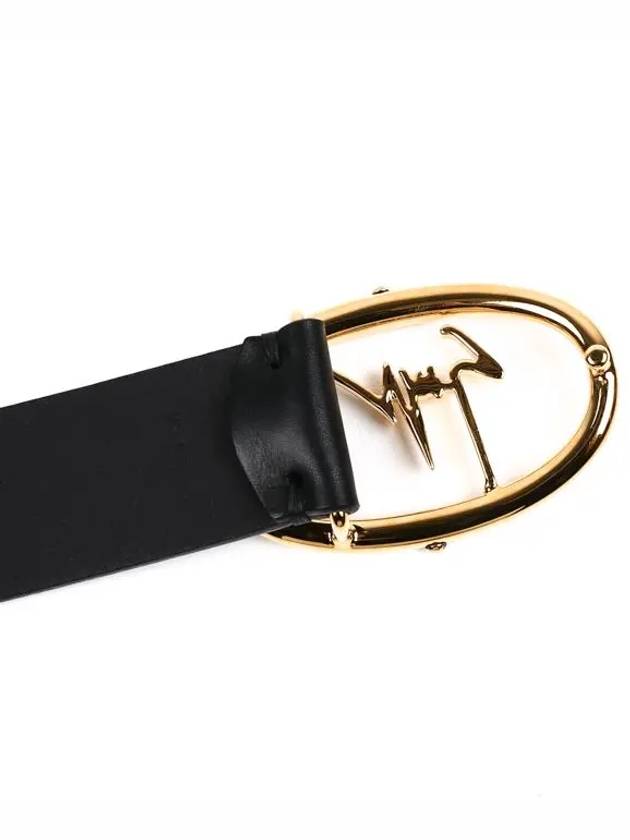 Gold logo leather belt black IAU7029 - GIUSEPPE ZANOTTI - BALAAN 7