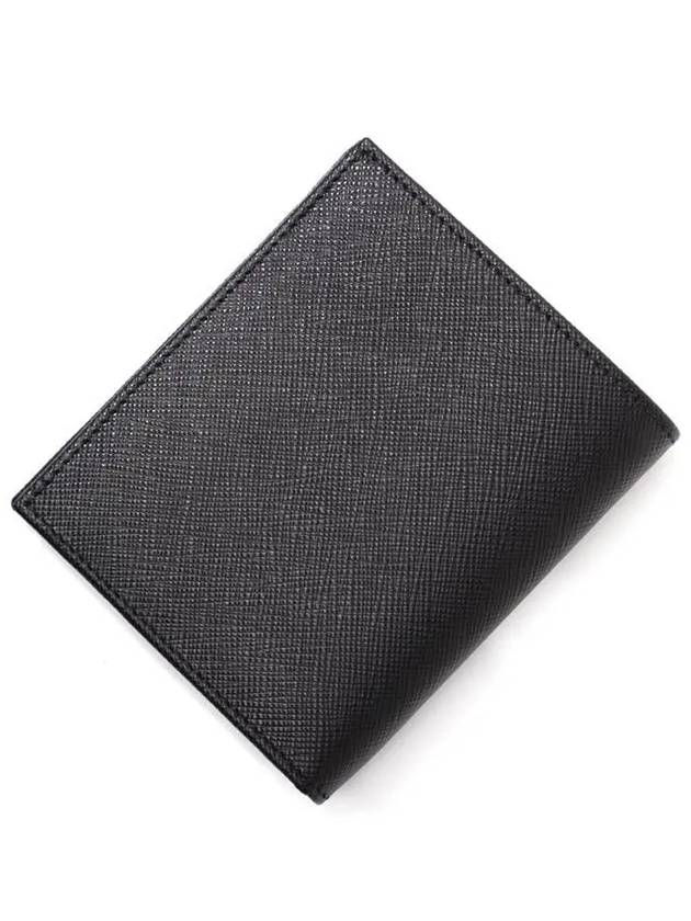 Triangular Logo Saffiano Half Wallet Black - PRADA - BALAAN 4