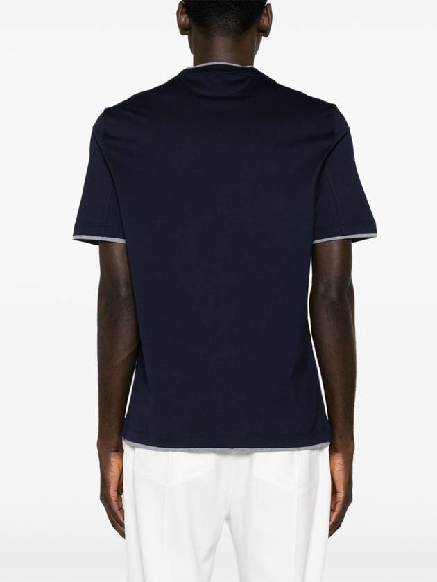 Cotton Short Sleeve T-Shirt Navy - BRUNELLO CUCINELLI - BALAAN 6