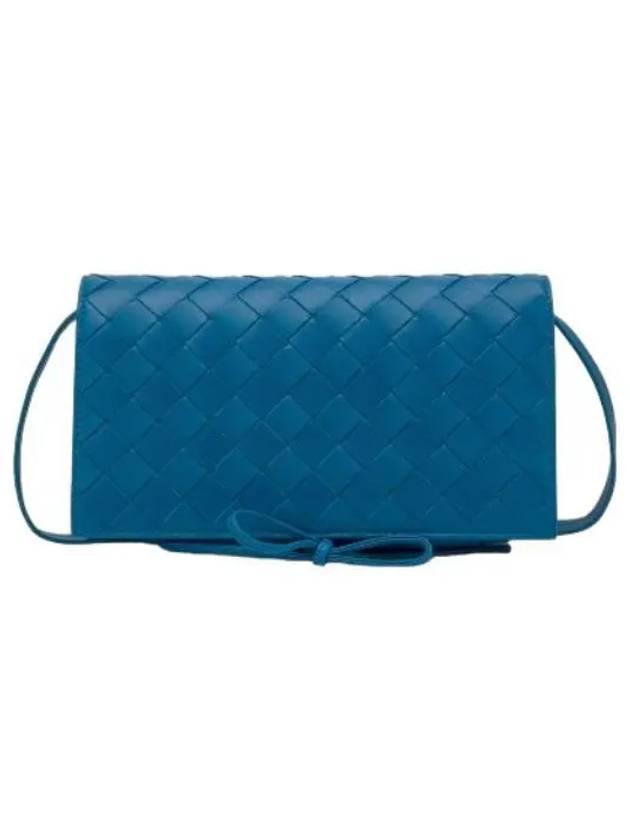 Mini intrecciato strap pouch bag blue - BOTTEGA VENETA - BALAAN 1