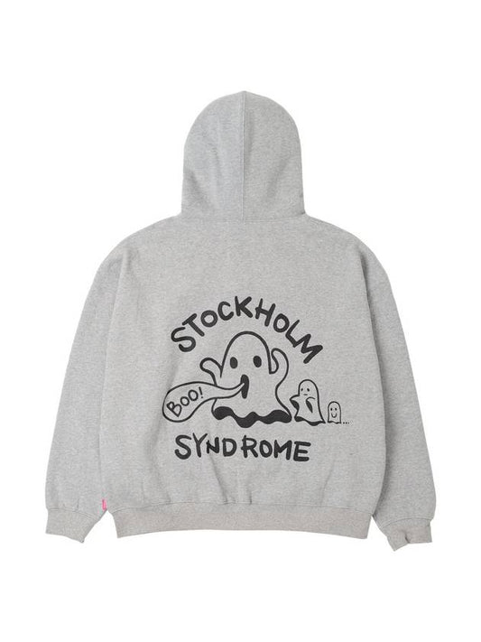 Men's Ghost Print Hoodie Grey - STOCKHOLM SYNDROME - BALAAN 2