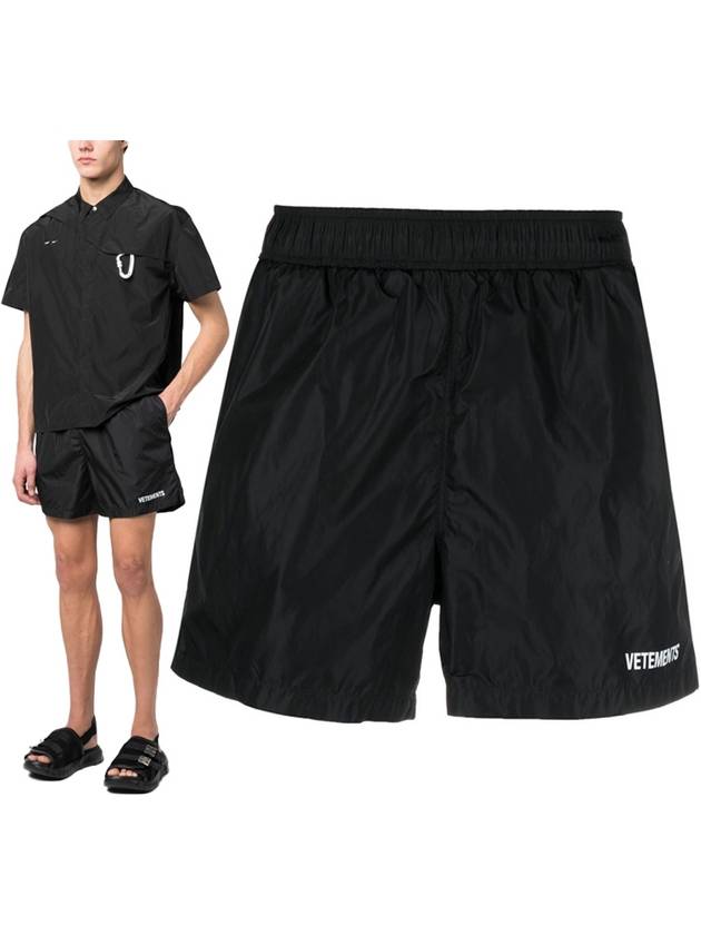 Logo Swim Shorts Blackㅡ180213 - VETEMENTS - BALAAN.