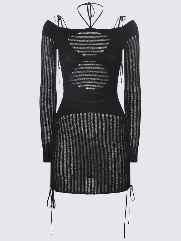 Andreādamo Black Viscose Knitted Cut Out Mini Dress - ANDREADAMO - BALAAN 1