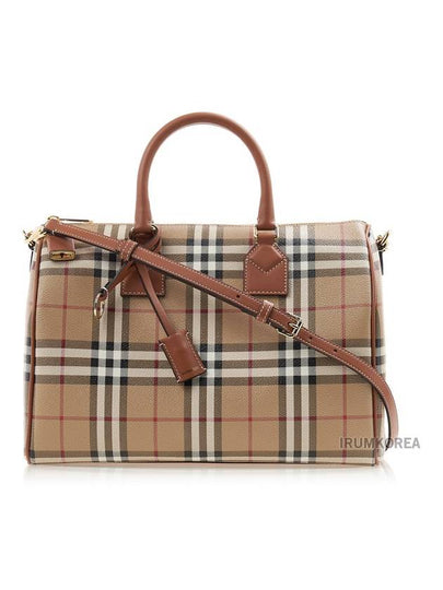 Medium Check Bowling Tote Bag Archive Beige Briar Brown - BURBERRY - BALAAN 2