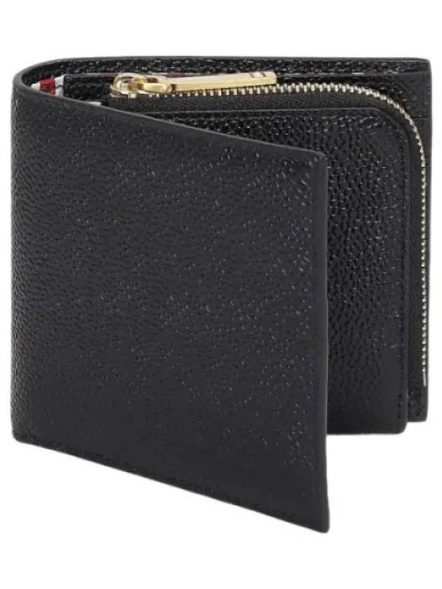 RWB Tab Pebble Grain Zipper Coin Pocket Half Wallet - THOM BROWNE - BALAAN 1