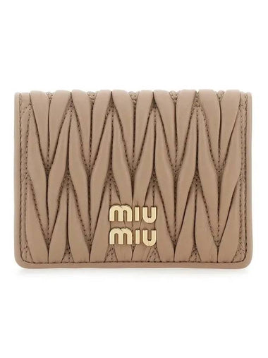 Matelasse Leather Half Wallet Beige - MIU MIU - BALAAN 1