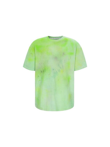 Hand Tie Dye Painting Short Sleeve T-Shirt Green - COELONINE - BALAAN 1