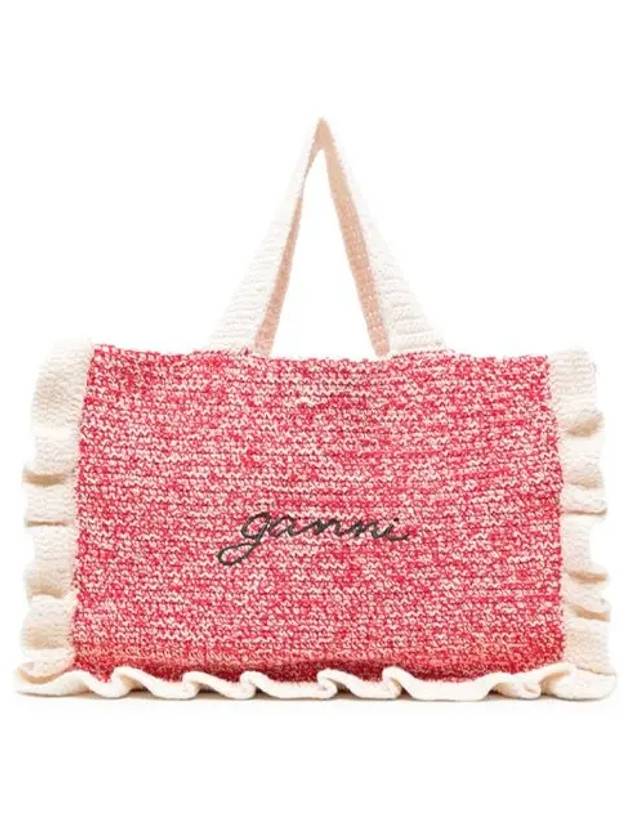 Crochet Tote Bag Pink - GANNI - BALAAN 3