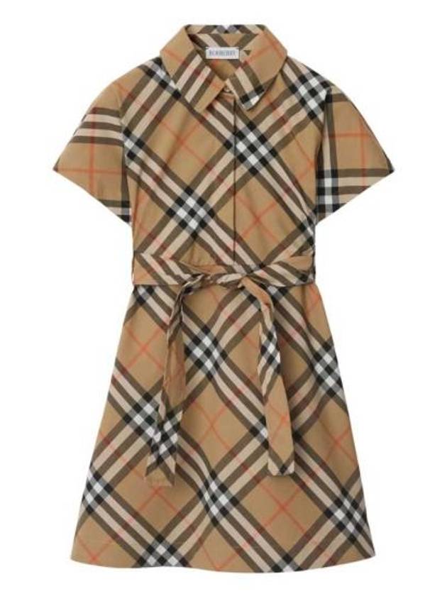 Kids Check Cotton Dress Sand - BURBERRY - BALAAN 1