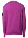 Men's Waffen Patch Crew Neck Raw Cotton Knit Top Purple - STONE ISLAND - BALAAN 3