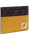 FF Square Leather Card Wallet Yellow - FENDI - BALAAN 4