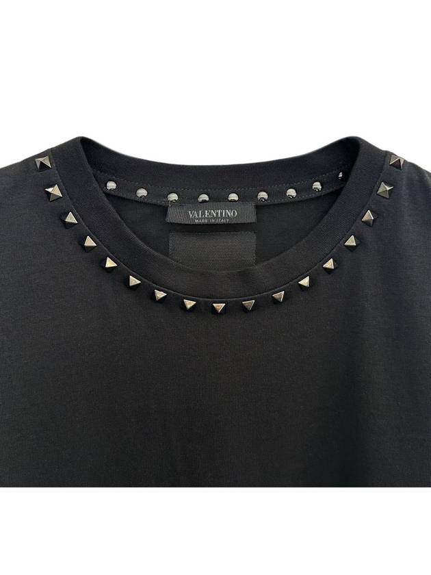 Men's Untitled Studded Crew Neck Cotton Short Sleeve T-Shirt Black - VALENTINO - BALAAN 6