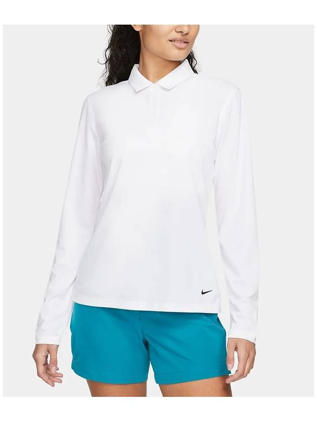 Women's Golf Dri Fit Victory Long Sleeve Polo Shirt White - NIKE - BALAAN 4