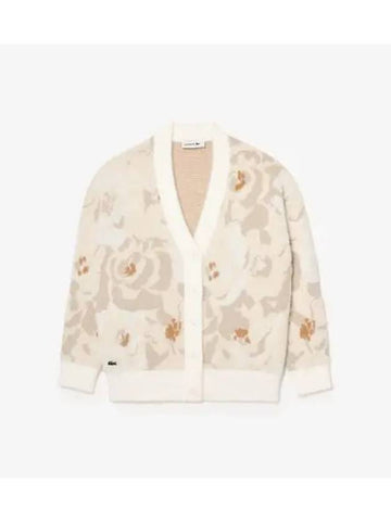 Women s Flower Jacquard Intasha Cardigan Ivory - LACOSTE - BALAAN 1