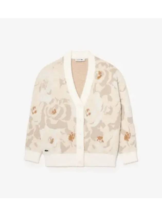 Women s Flower Jacquard Intasha Cardigan Ivory - LACOSTE - BALAAN 1