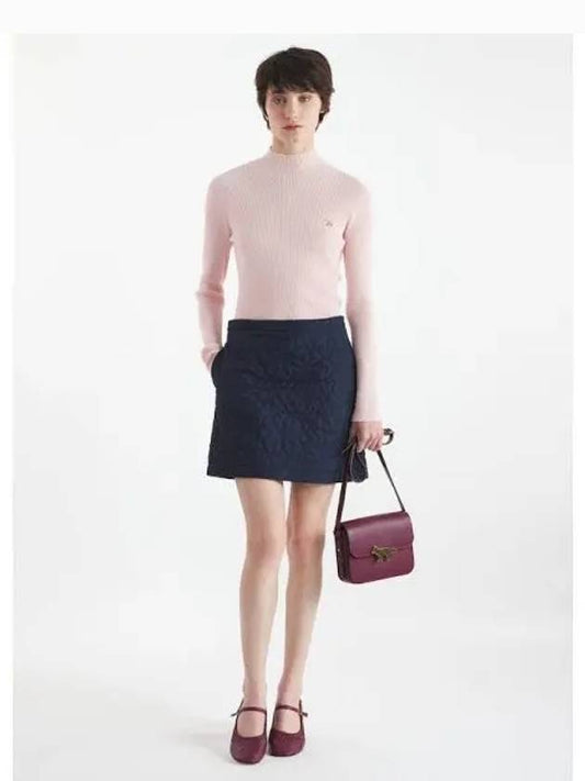 Women s Fox Patch Fine Pleated Turtleneck Pale Pink Domestic Product - MAISON KITSUNE - BALAAN 1