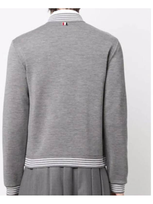 Men's Funnel Neck Button Up Wool Jacket Grey - THOM BROWNE - BALAAN 3