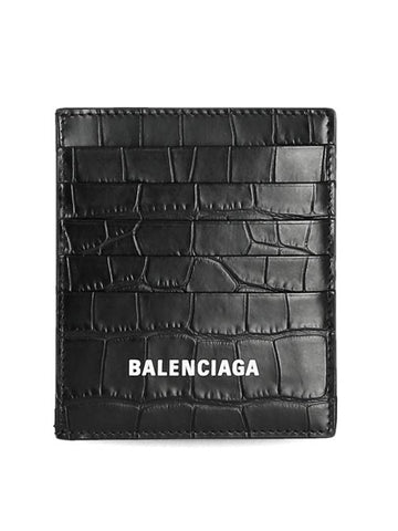 logo crocodile card wallet black - BALENCIAGA - BALAAN.