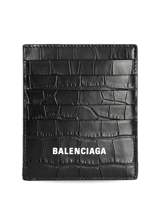 Logo Crocodile Card Wallet Black - BALENCIAGA - BALAAN 1