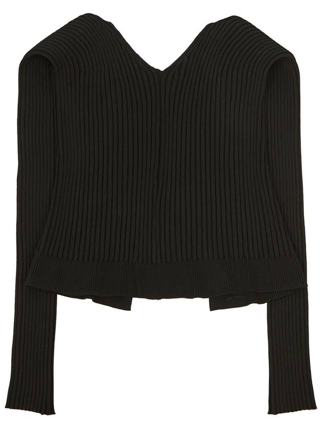 La Maille Pralu Longue Micro Charm Logo Cardigan Black - JACQUEMUS - BALAAN 3