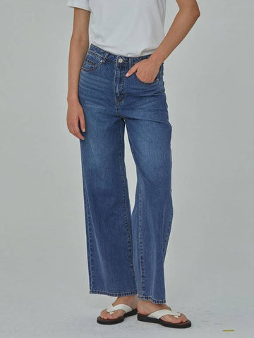 RYUL+WAI: Soft Denim Straight Wide Pants Blue - RYUL+WAI: - BALAAN 1