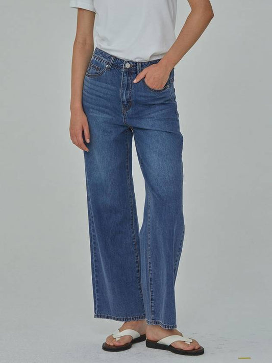 RYUL+WAI: Soft Denim Straight Wide Pants Blue - RYUL+WAI: - BALAAN 1