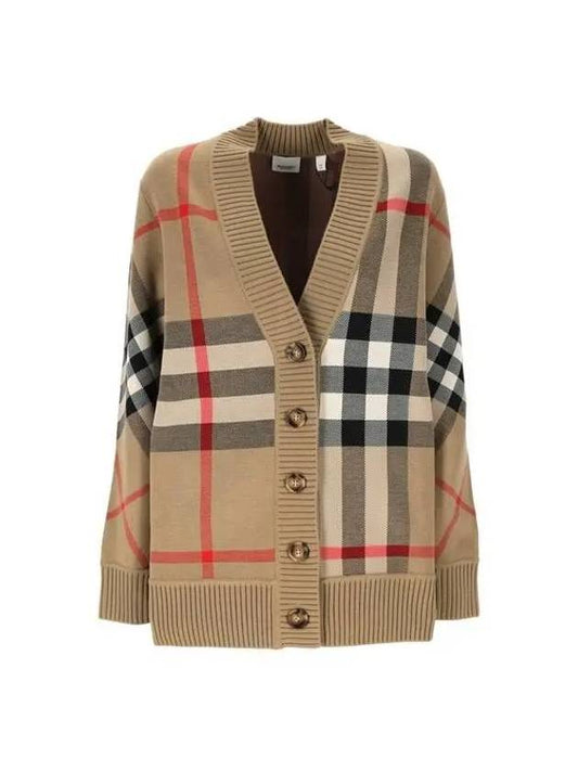 Check Technical Wool Jacquard Cardigan Archive Beige - BURBERRY - BALAAN 2