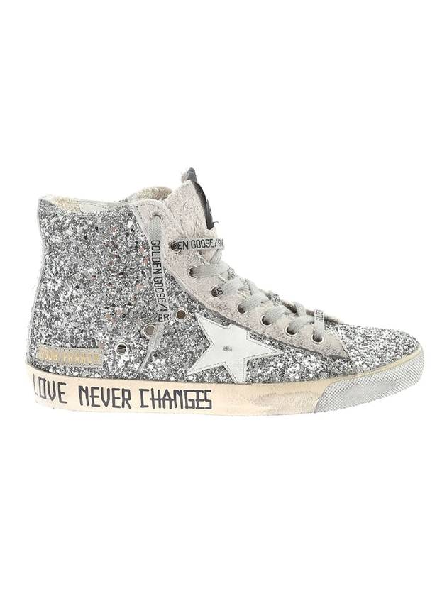 Francy Glitter Suede High Top Sneakers Silver - GOLDEN GOOSE - BALAAN 1