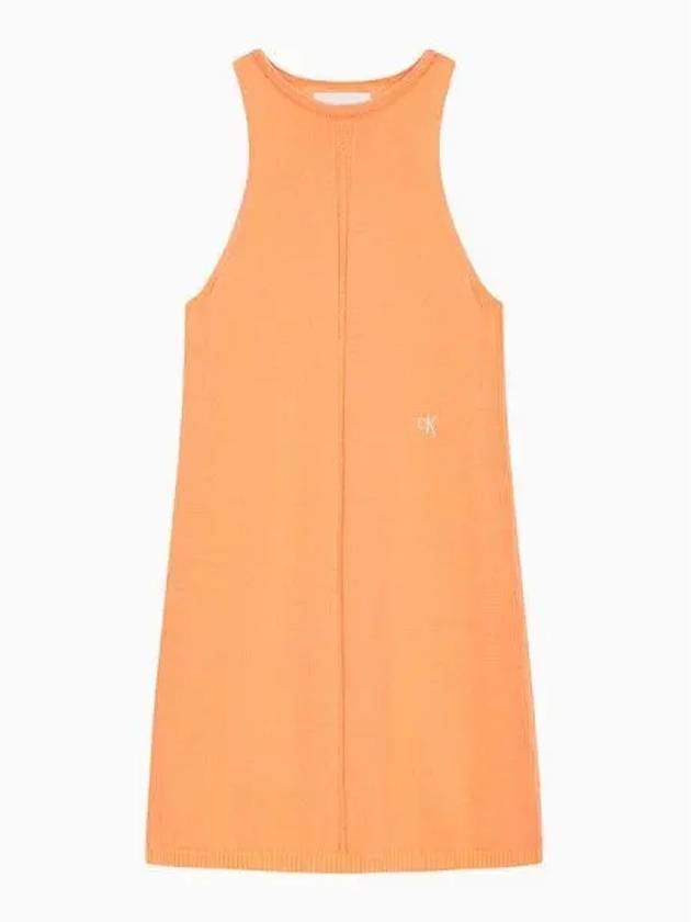 Jeans Knitted Sleeveless Short Dress Orange - CALVIN KLEIN - BALAAN 2