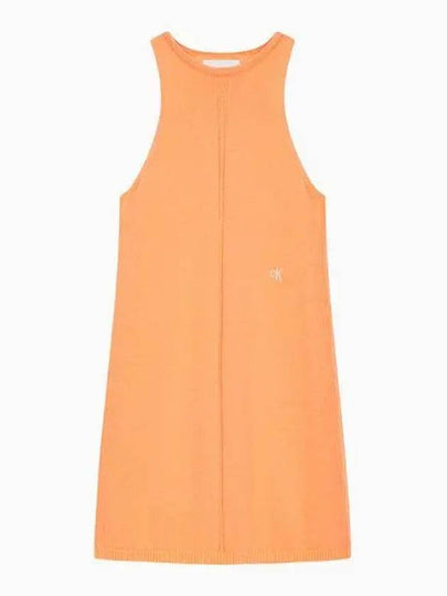 Jeans Knitted Sleeveless Short Dress Orange - CALVIN KLEIN - BALAAN 2