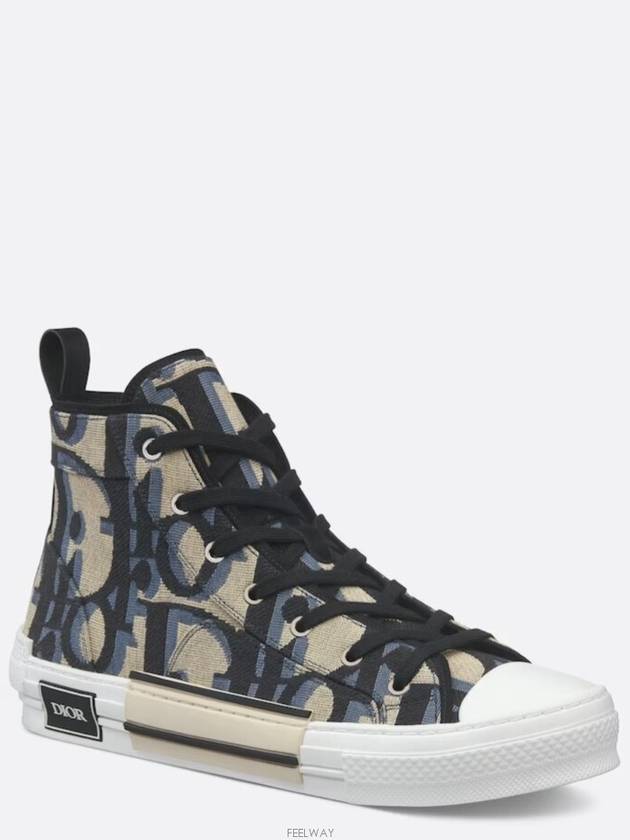 Oblique Jacquard B23 High Top Sneakers Black Beige - DIOR - BALAAN 2