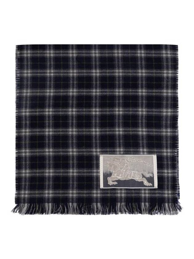 EKD Patch Check Pattern Fringe Scarf Navy - BURBERRY - BALAAN 2