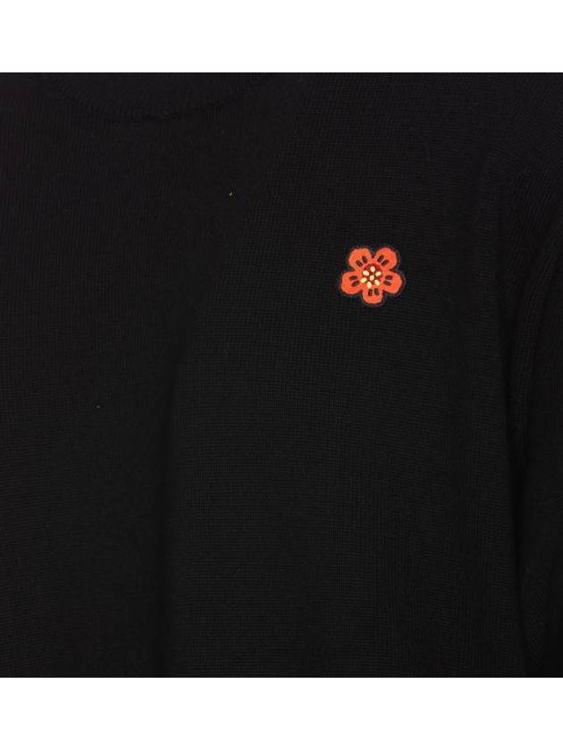 Boke Flower Crest Embroidered Wool Knit Top Black - KENZO - BALAAN 4