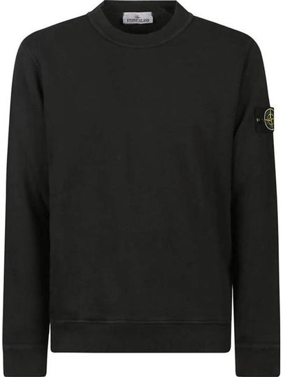 6100008 Organic Cotton Waffle Fleece Crewneck Knit Top Black - STONE ISLAND - BALAAN 2