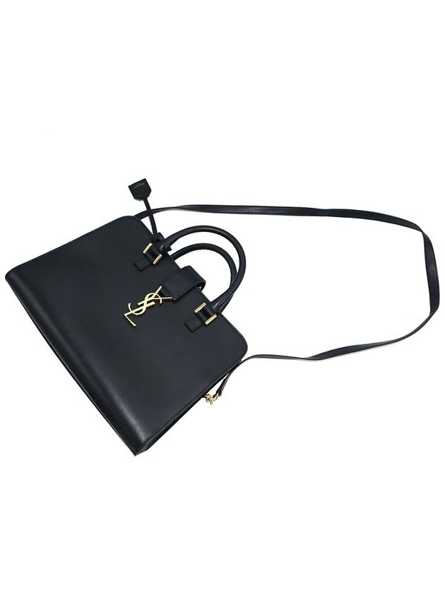 Saint Laurent 472469 Black Leather Gold Cabas Small 2WAY - SAINT LAURENT - BALAAN 6