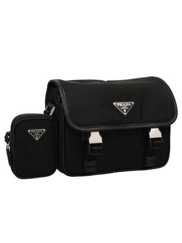 Triangle Logo Re-Nylon Saffiano Leather Cross Bag Black - PRADA - BALAAN 4