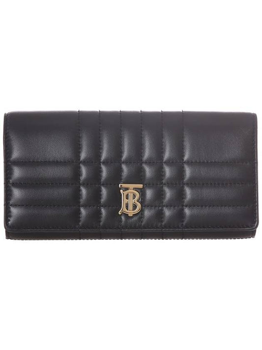 Lola Continental Quilted Leather Long Wallet Black Light Gold - BURBERRY - BALAAN.