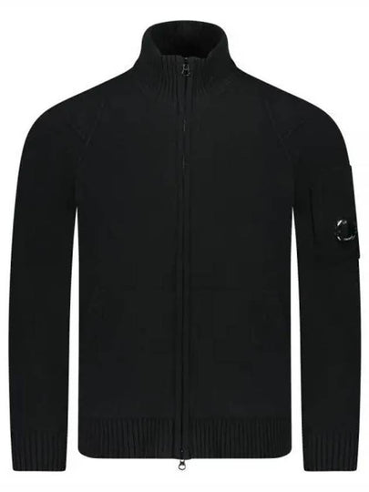 Lambswool GRS Zipped Cardigan Black - CP COMPANY - BALAAN 2