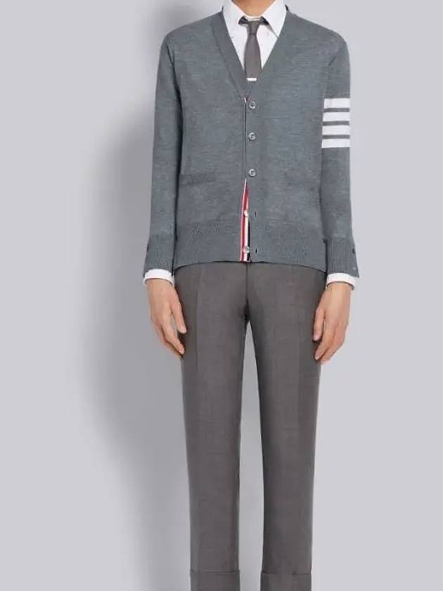 Men's Sustainable Classic Diagonal Wool Cardigan Pale Grey - THOM BROWNE - BALAAN 5