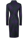 Check Wool Shirt Midi Dress Purple - BURBERRY - BALAAN 3