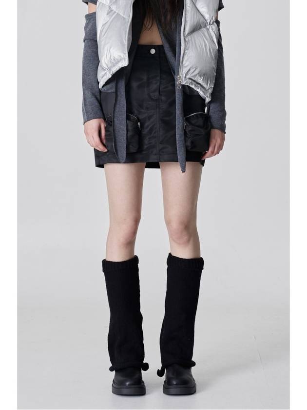 Nylon Pocket Zipper Short H-line Skirt Black - DIAIRE - BALAAN 4