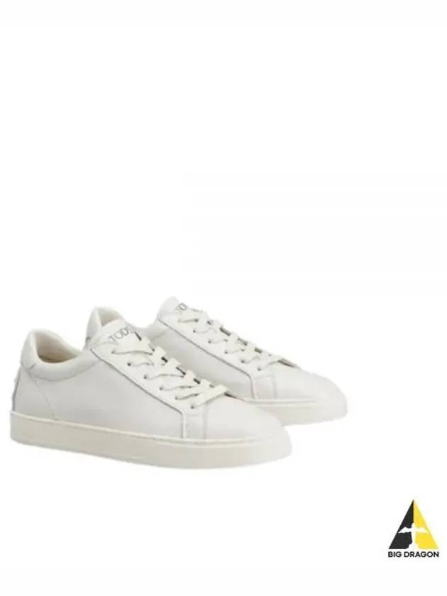 Men's Lace Up Leather Low Top Sneakers Milk White - TOD'S - BALAAN 2